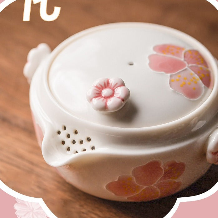 Sakura Kuaike Cup Portable Travel Kung Fu Tea Set One Pot One Cup Ceramic Tea Set Single Tea Maker Female - Korvel