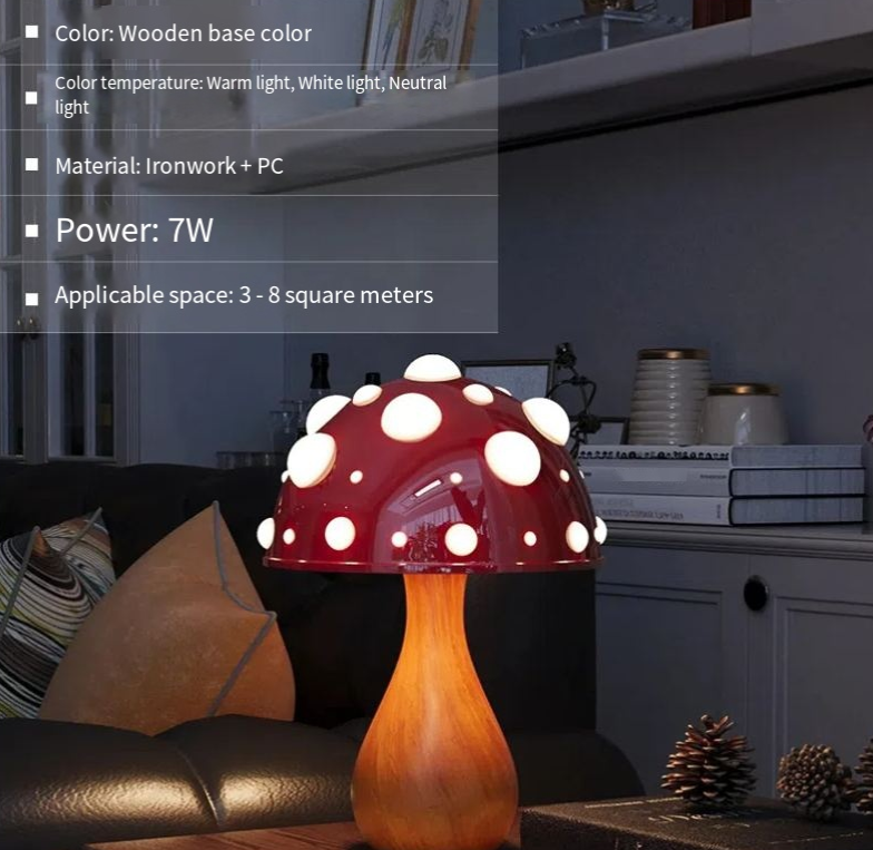Mushroom Decorative Desk Lamp Bedroom Headboard Dimming Atmosphere Student Dormitory Desktop Night Light - Korvel