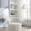 Teddy Fabric Swivel Accent Armchair Barrel Chair With Black Powder Coating Metal Ring Ivory White - Korvel