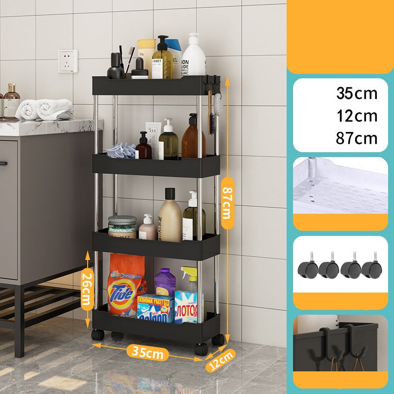 Kitchen multi layer vegetable basket rack floor-standing removable vegetable storage household multi functional trolley - Korvel