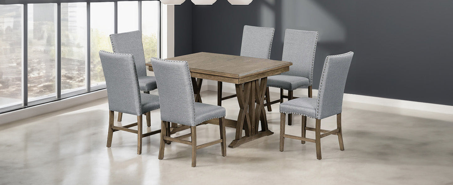 Ensemble de salle à manger TOPMAX en bois massif de style mid-century de 7 pièces
