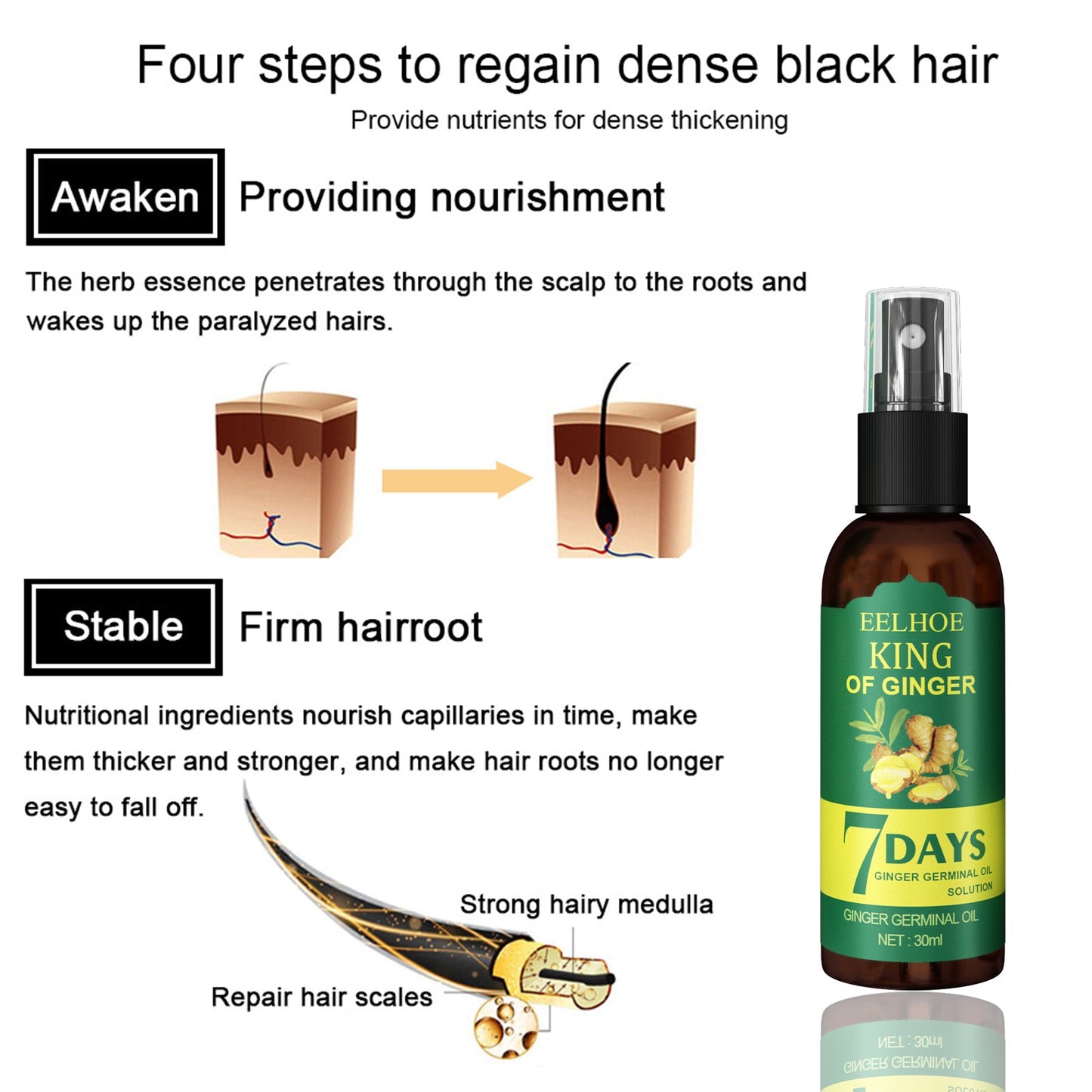Spray capillaire EEL au gingembre pour renforcer et nourrir les cheveux