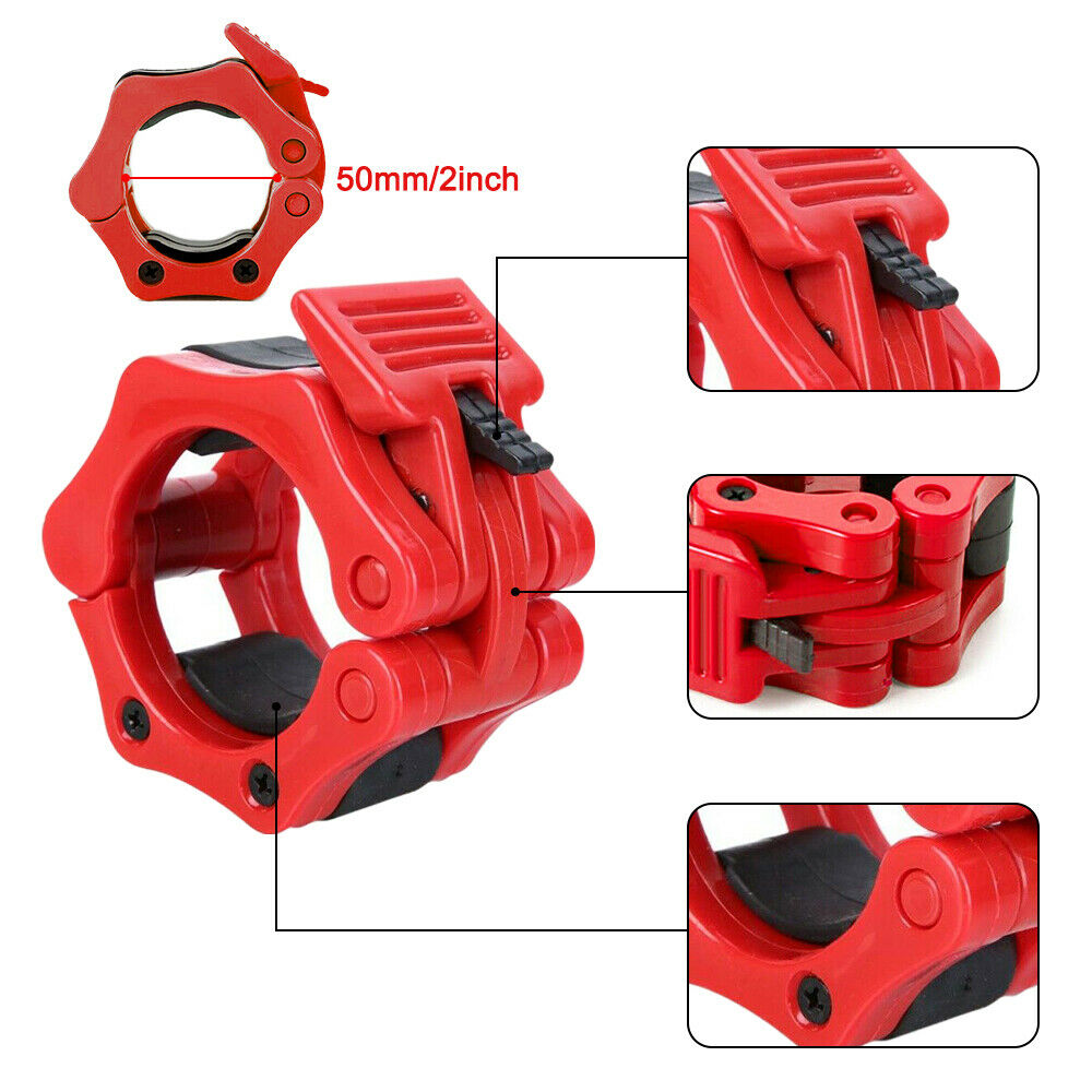 Olympic 2" Spinlock Barbell Collars - Secure Weight Lifting Clips