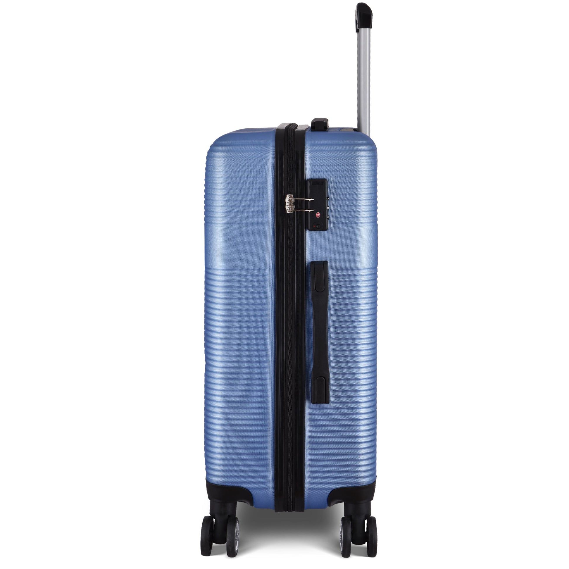 3 Piece Luggage with TSA Lock ABS, Durable Luggage Set, Spinner Wheels Cross Stripe Luggage Sets 20in/24in /28in Light Blue - Korvel