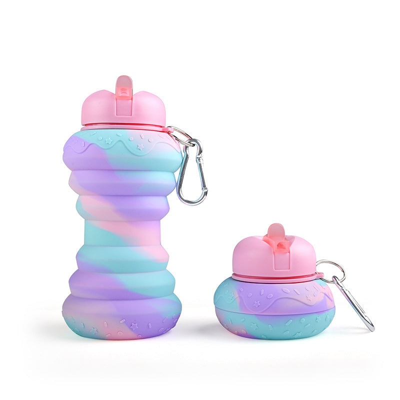Donut Folding Silicone Water Bottle - Portable & Eco-Friendly