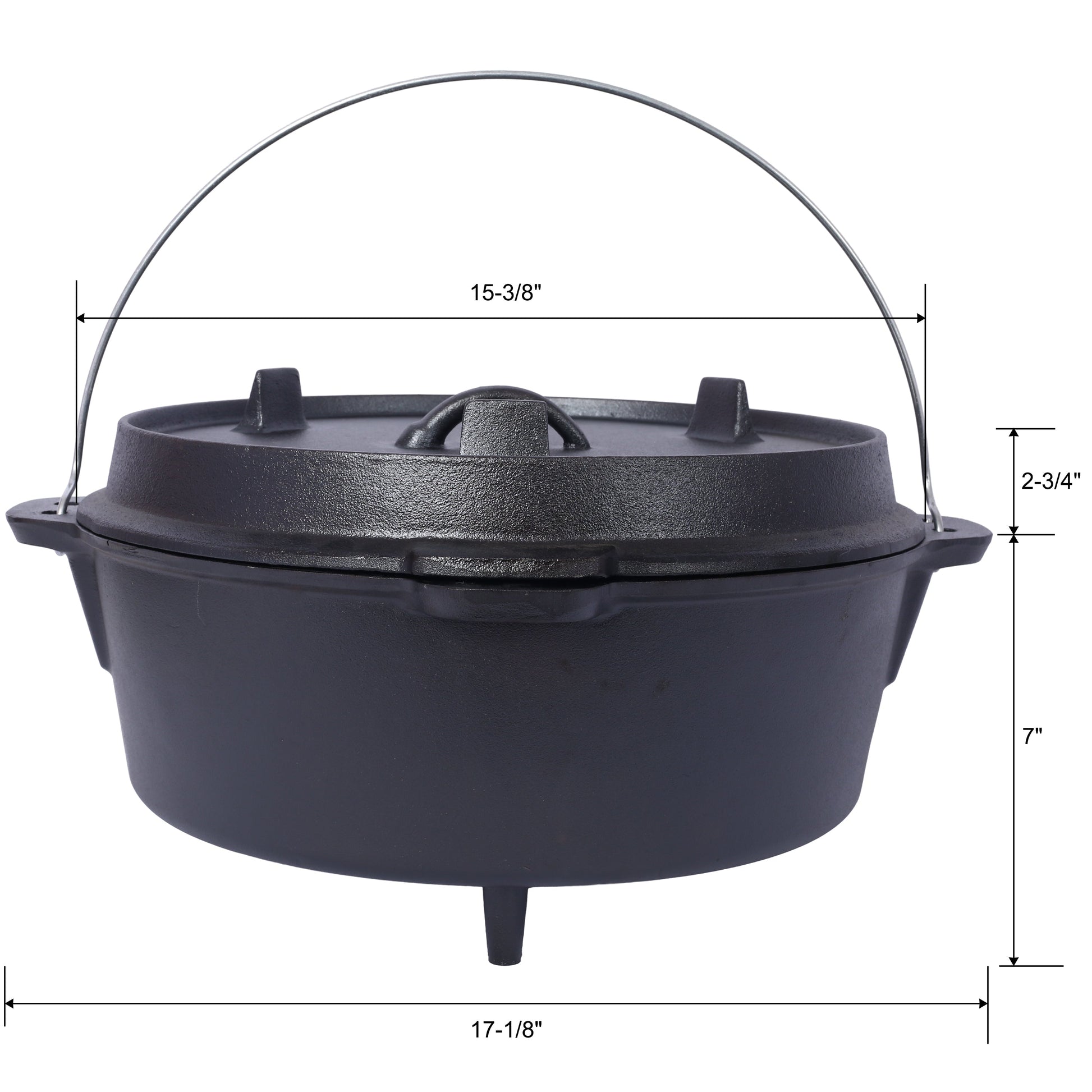 ast iron Dutch oven with lid, outdoor camping deep pot, used for camping, cooking, barbecue and leg rest,  12 Quart - Korvel