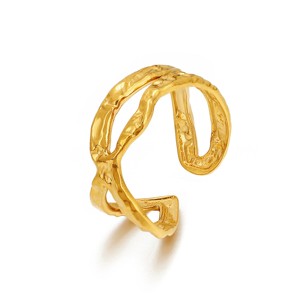 Anillo Elegante Ajustable de Apertura Cruzada