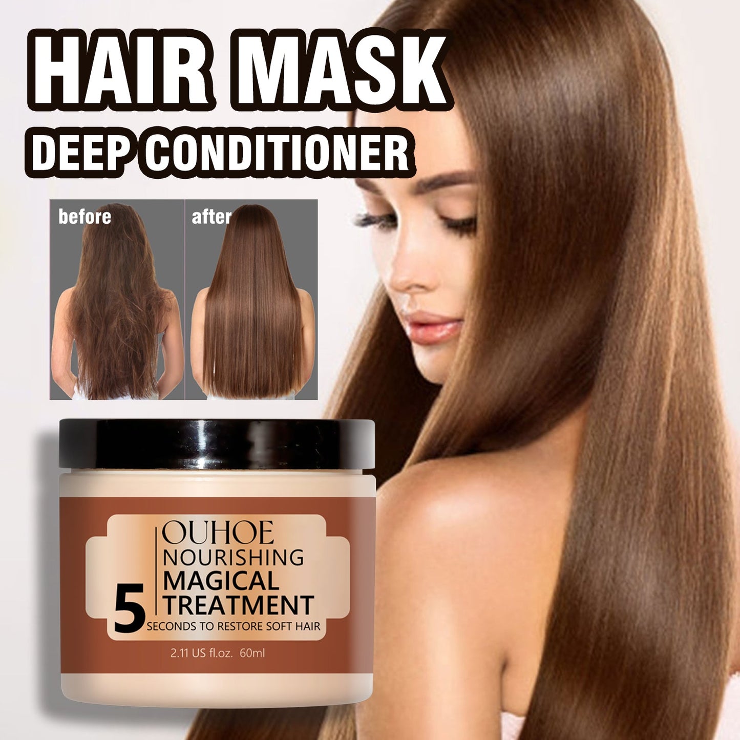 Nourishing Hair Mask, Repair Hair Dye, Perm, Split End Dry Damage, Moisturize And Smooth Hair Mask - Korvel