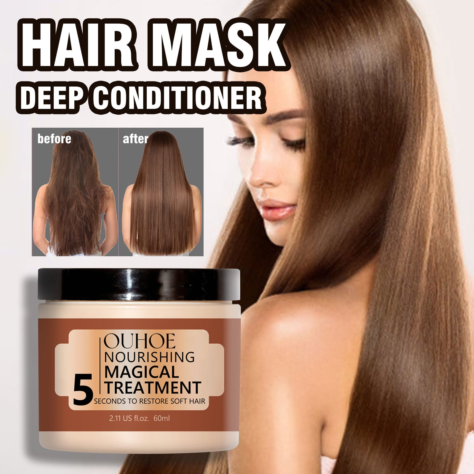 Nourishing Hair Mask, Repair Hair Dye, Perm, Split End Dry Damage, Moisturize And Smooth Hair Mask - Korvel