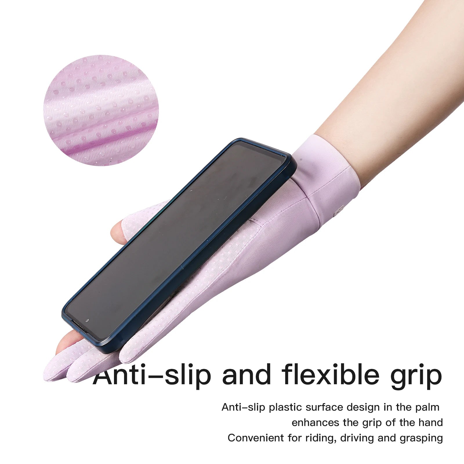 Cycling UV resistant thin breathable silicone anti slip touch screen sunscreen ice silk gloves - Korvel