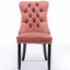 High-end Tufted Solid Wood Contemporary Velvet Upholstered Dining Chair with Wood Legs Nailhead Trim 2-Pcs Set Pink - Korvel