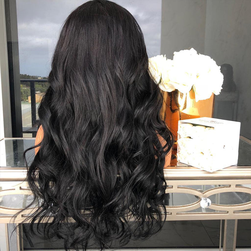 Premium Body Wave Lace Front Wig - Black Synthetic Hair
