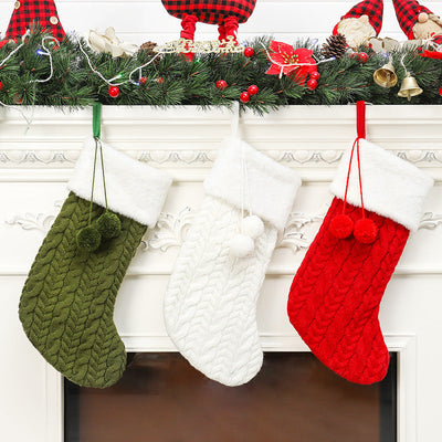 Christmas Decorations Knitted Wool Thick White Wool Socks Hotel Home Christmas Socks - Korvel