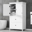 Bathroom Storage Cabinet, Cabinet with Two Doors and Drawers, Adjustable Shelf, MDF Board, White - Korvel