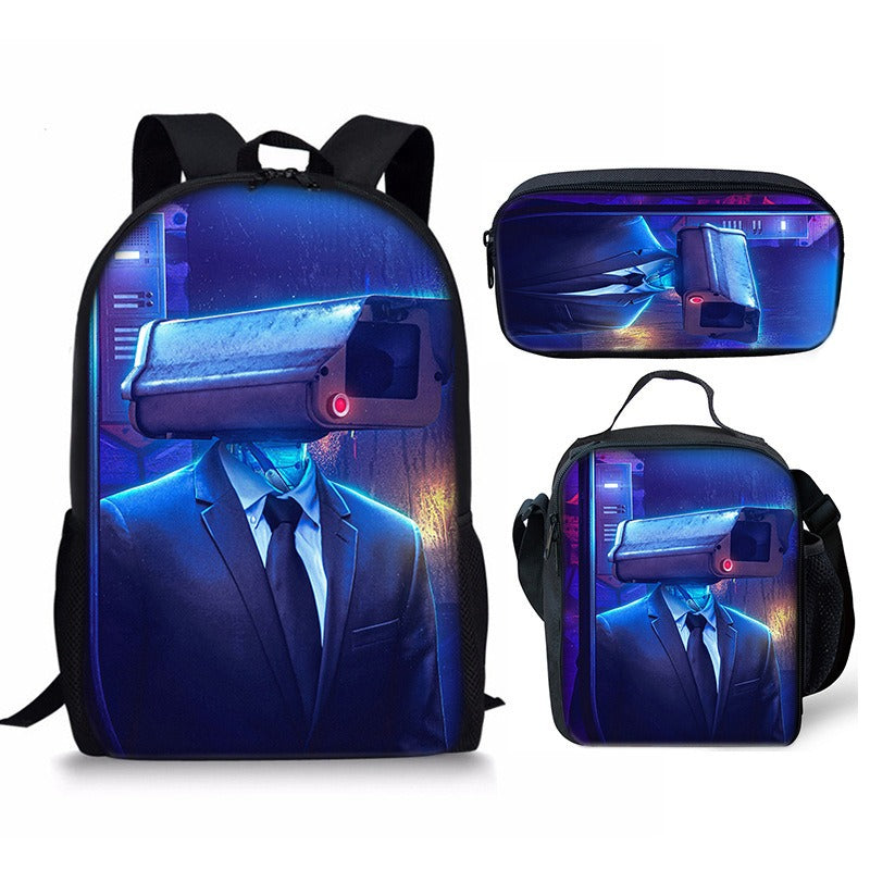 Conjunto de mochila Skibidi Toilet Man de 3 piezas para la escuela