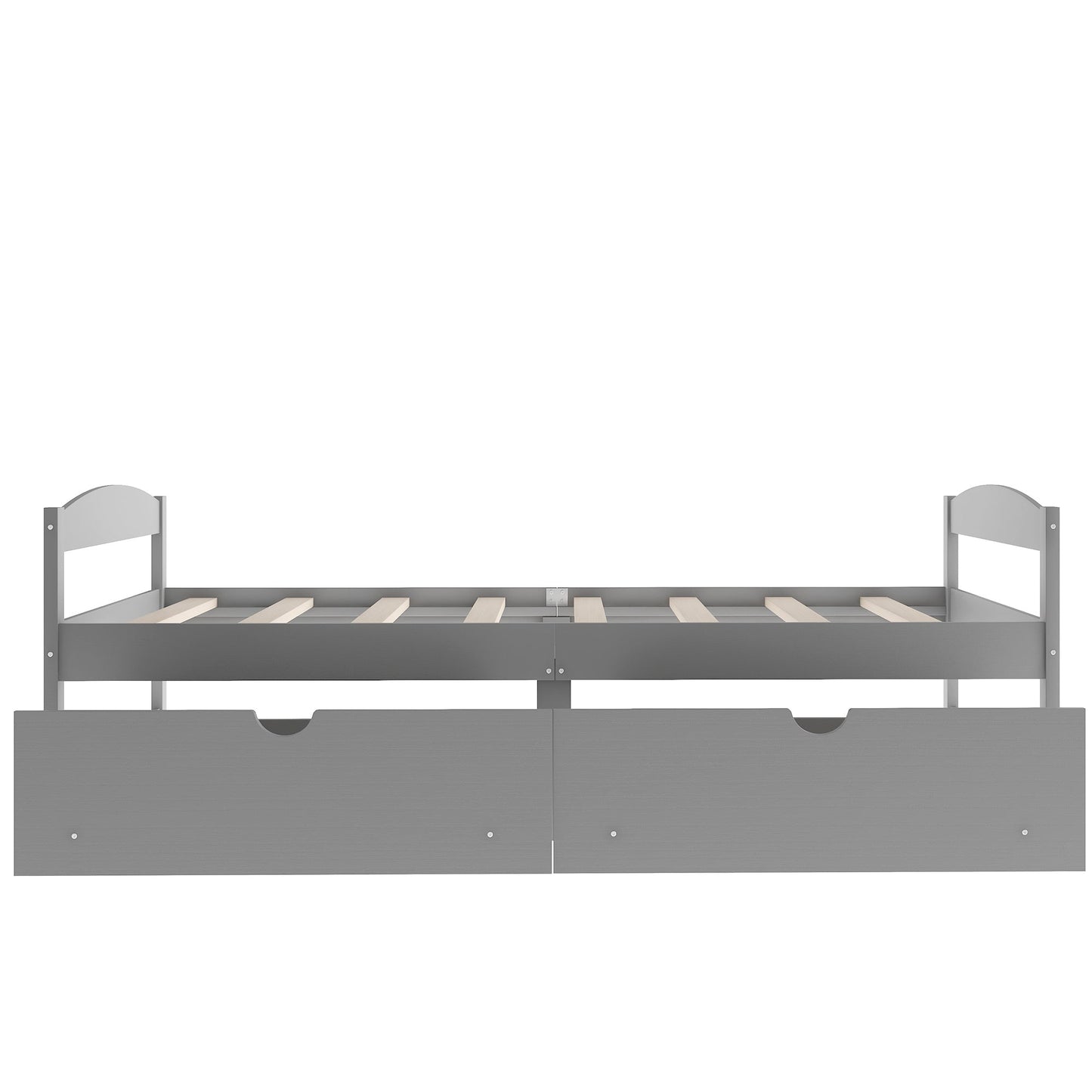 Twin size platform bed, with two drawers, gray - Korvel
