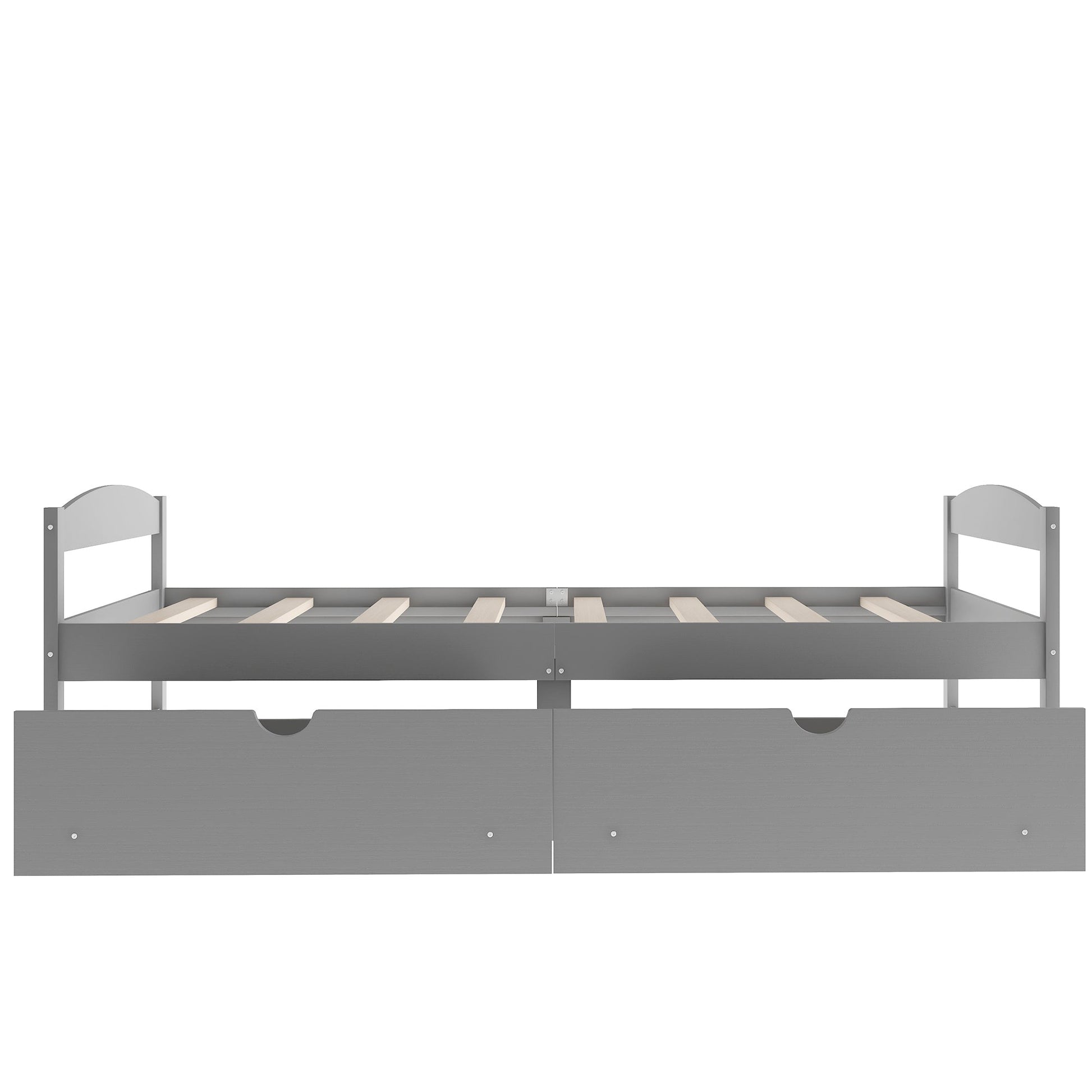 Twin size platform bed, with two drawers, gray - Korvel