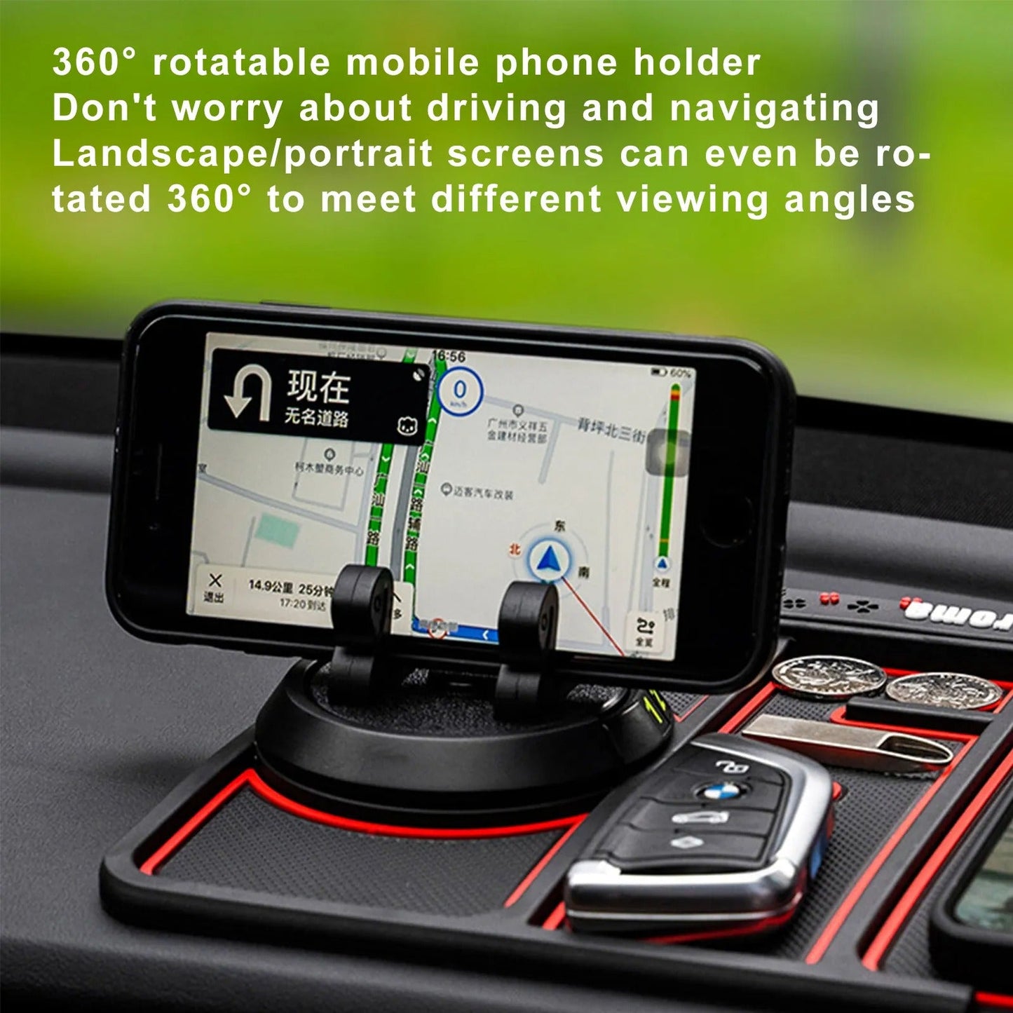 Personalized Multifunctional Anti-Slip Car Mat & Phone Holder