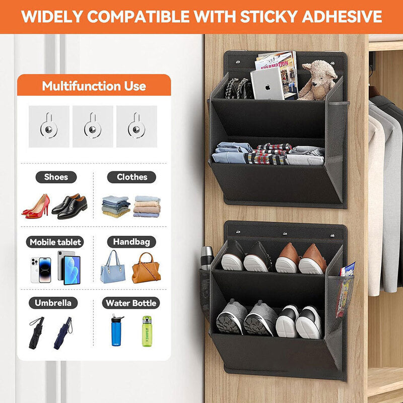 Adhesive RV Shoe Storage Over-Door Rack with Deep Pockets