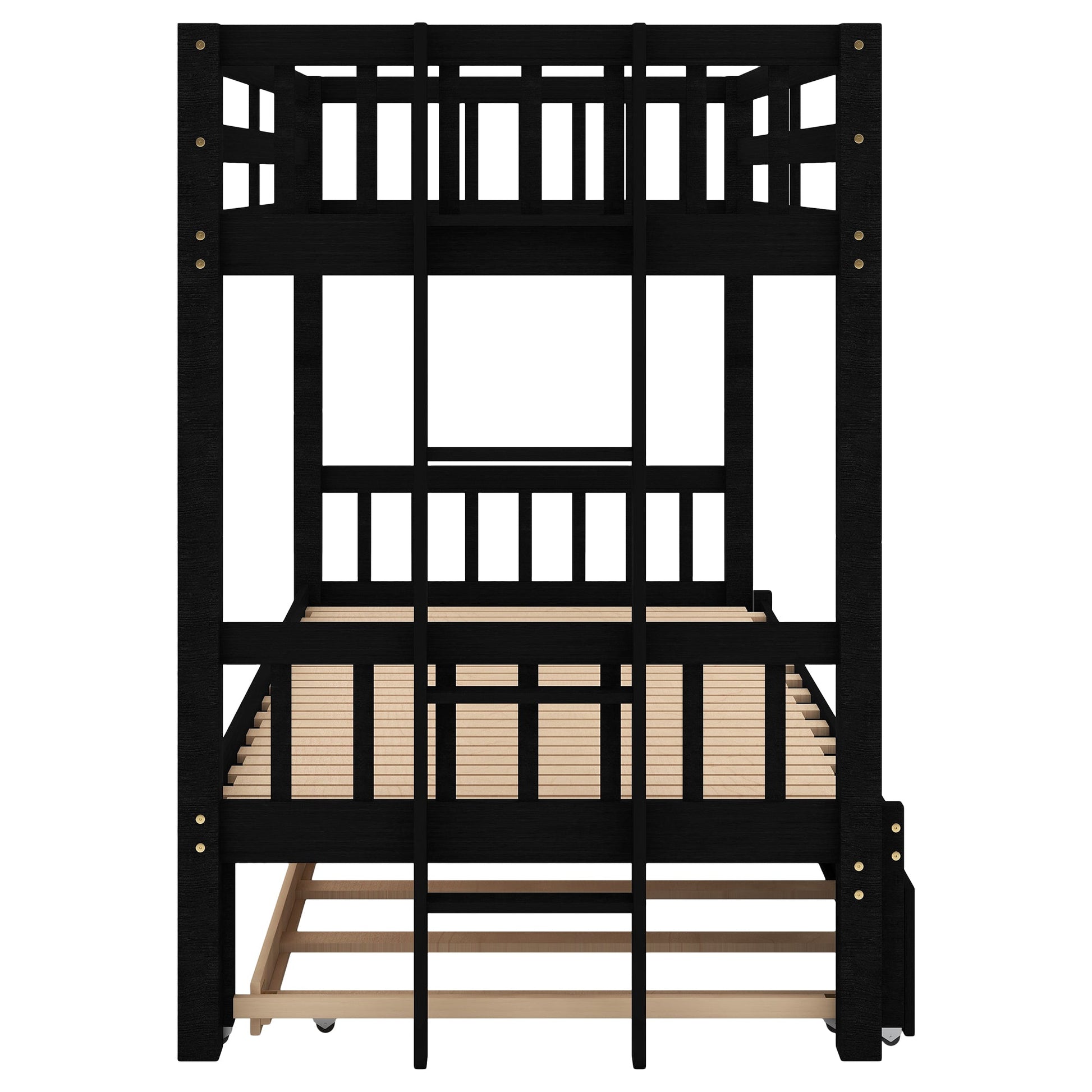Twin over Pull-out Bunk Bed with Trundle  Espresso - Korvel