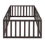 Twin Size Wood Floor Bed Frame with Fence and Door Walnut(OLD SKU :WF289661AAL) - Korvel