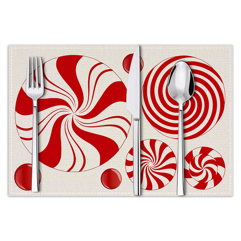 Christmas meal mat linen candy letter printed table mat living room dining table decoration insulation mat - Korvel