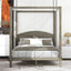 Elegant Queen Size Canopy Platform Bed with Headboard - Brown Wash