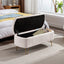 Ivory White Storage Ottoman Bench with Gold Legs