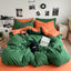 Washed Cotton Solid Color Double Spliced Four-Piece Bedding Set - Sheet, Quilt Cover, Pillowcases for Employee and Dormitory Use - Korvel