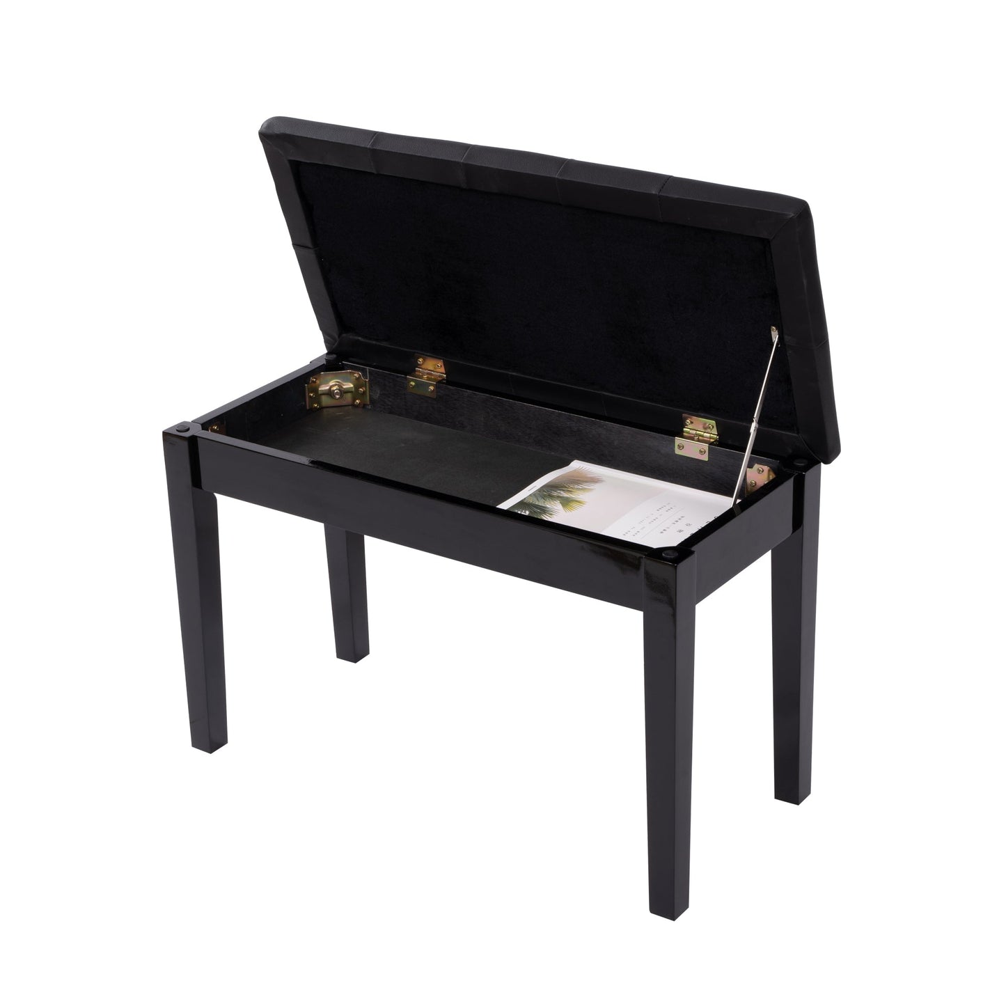 Elegant Piano Bench with Padded Cushion & Storage Compartment