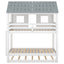 House Bunk Bed with Trundle,Roof and Windows White - Korvel
