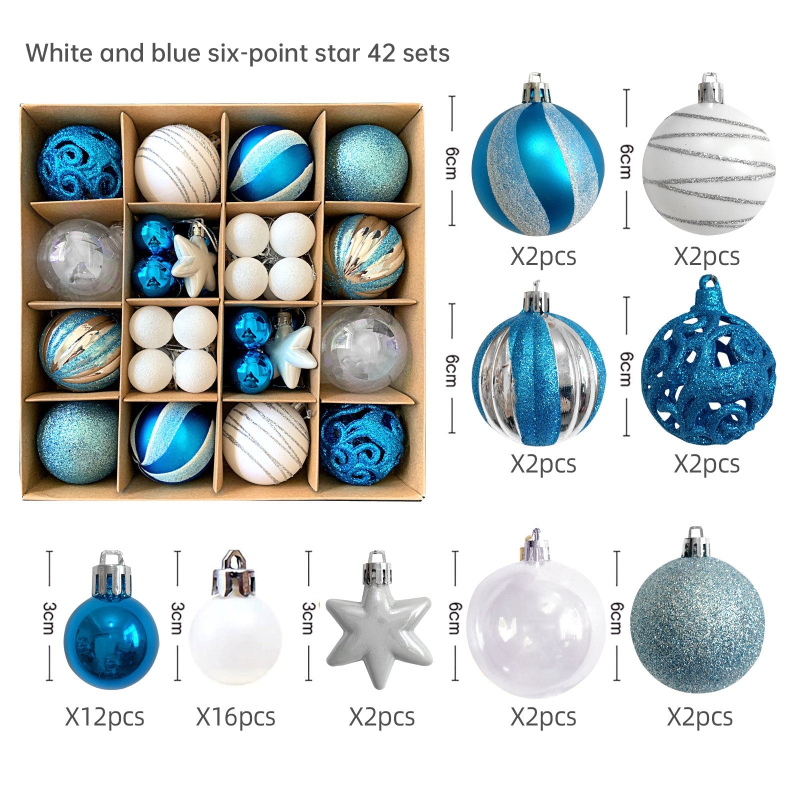 Christmas decoration 6cm electroplated ball plastic ball special-shaped painted Christmas ball gift Christmas tree pendant - Korvel