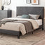Queen Size Upholstered Platform Bed Frame Wood Slat Support Easy Assembly Black pu - Korvel