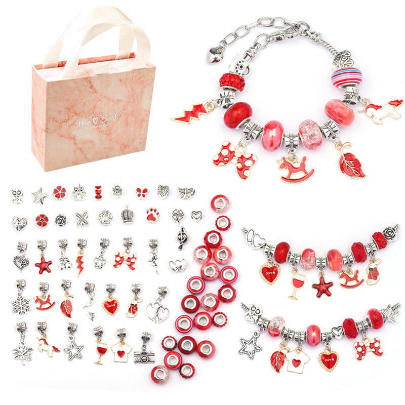 Cartoon Pink Set DIY Handmade Jewelry Children's Bracelet Women's Exquisite Gift Box Gift Bracelet - Korvel