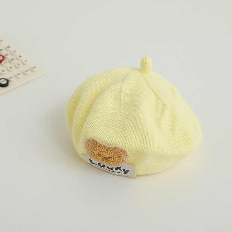 Gorro Beret de Oso Lindos para Bebés - Estilo Coreano de Pana