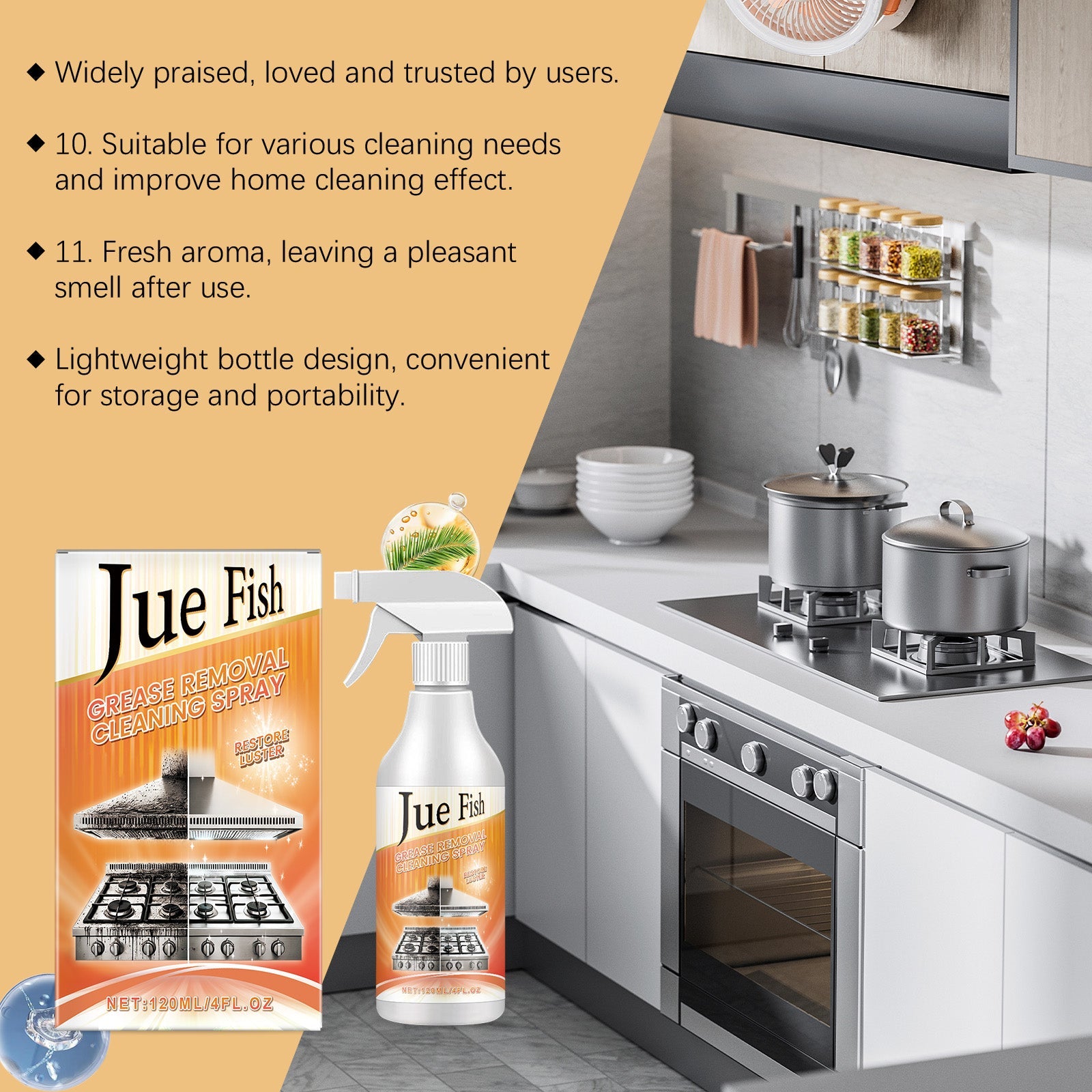 Grease Remover Cleaning Spray Multi-Purpose Kitchen Counter Top Oven Grease Remover Cleaning Spray - Korvel