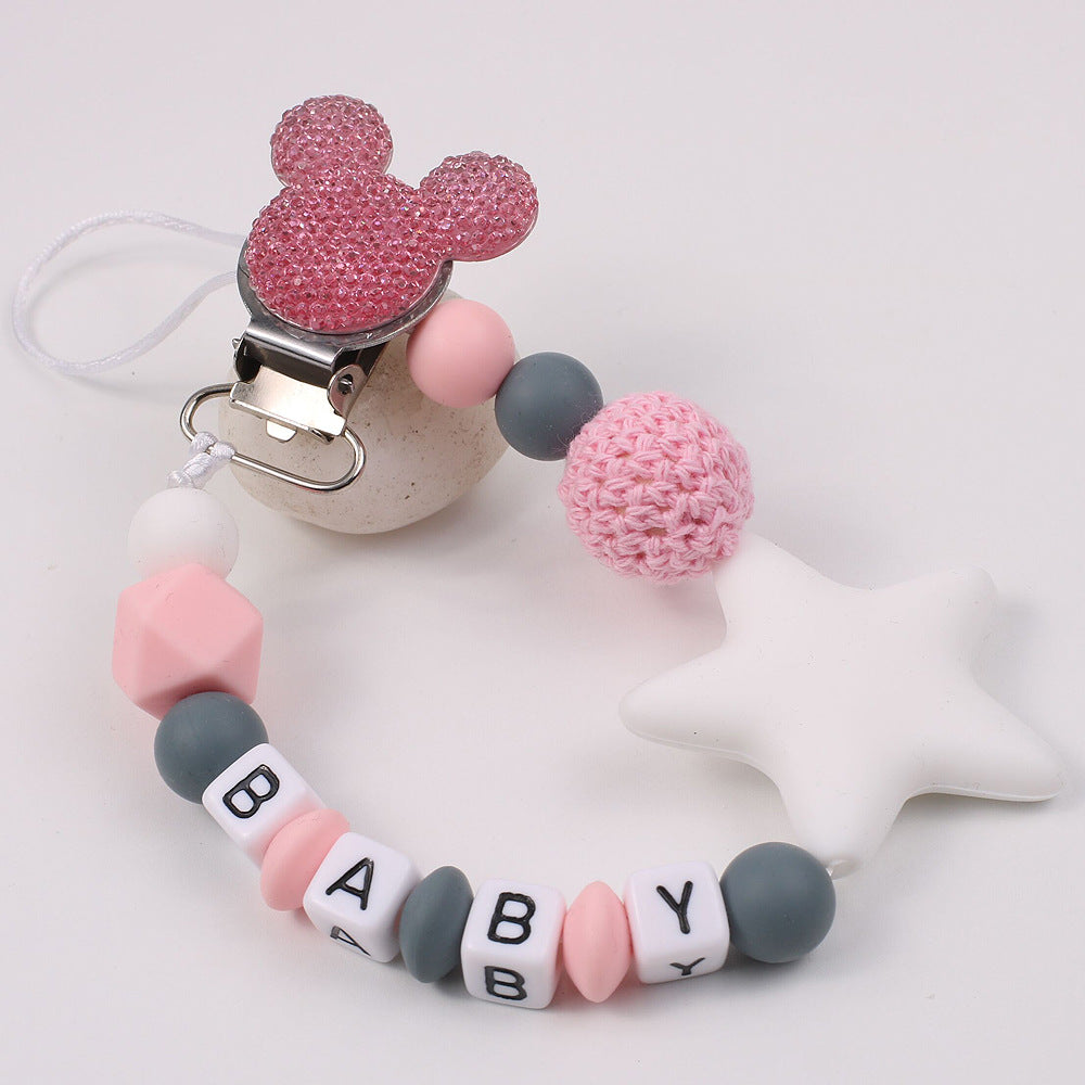 Five pointed star silicone pacifier chain pacifier chain baby products silicone pacifier clip baby teether anti-drop chain anti-drop belt - Korvel