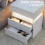 LED bedside table, bedroom, three drawers, dressing table, acrylic board, bedside furniture (white) - Korvel