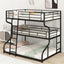 Full XL over Twin XL over Queen Size Triple Bunk Bed with Long and Short Ladder,Black - Korvel