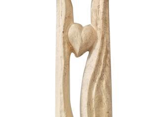 Three-Dimensional Wooden Red Heart Cross Ornament