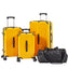 Luggage Set 4 pcs (20"/24"/29"/Travel Bag), PC+ABS Durable Lightweight Luggage with Collapsible Cup Holder TSA Lock, Yellow - Korvel