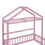 Wooden Full Size Children's Bed with Detachable Headboard and Integrated Clothes Drying Rack, Pink - Korvel