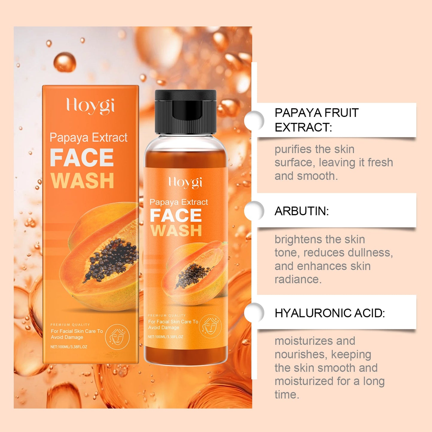 Papaya Face Wash Gentle Cleanser Not Tight Moisturizing Hydrating Moisturizing Skin Tender Skin Care Face Wash - Korvel