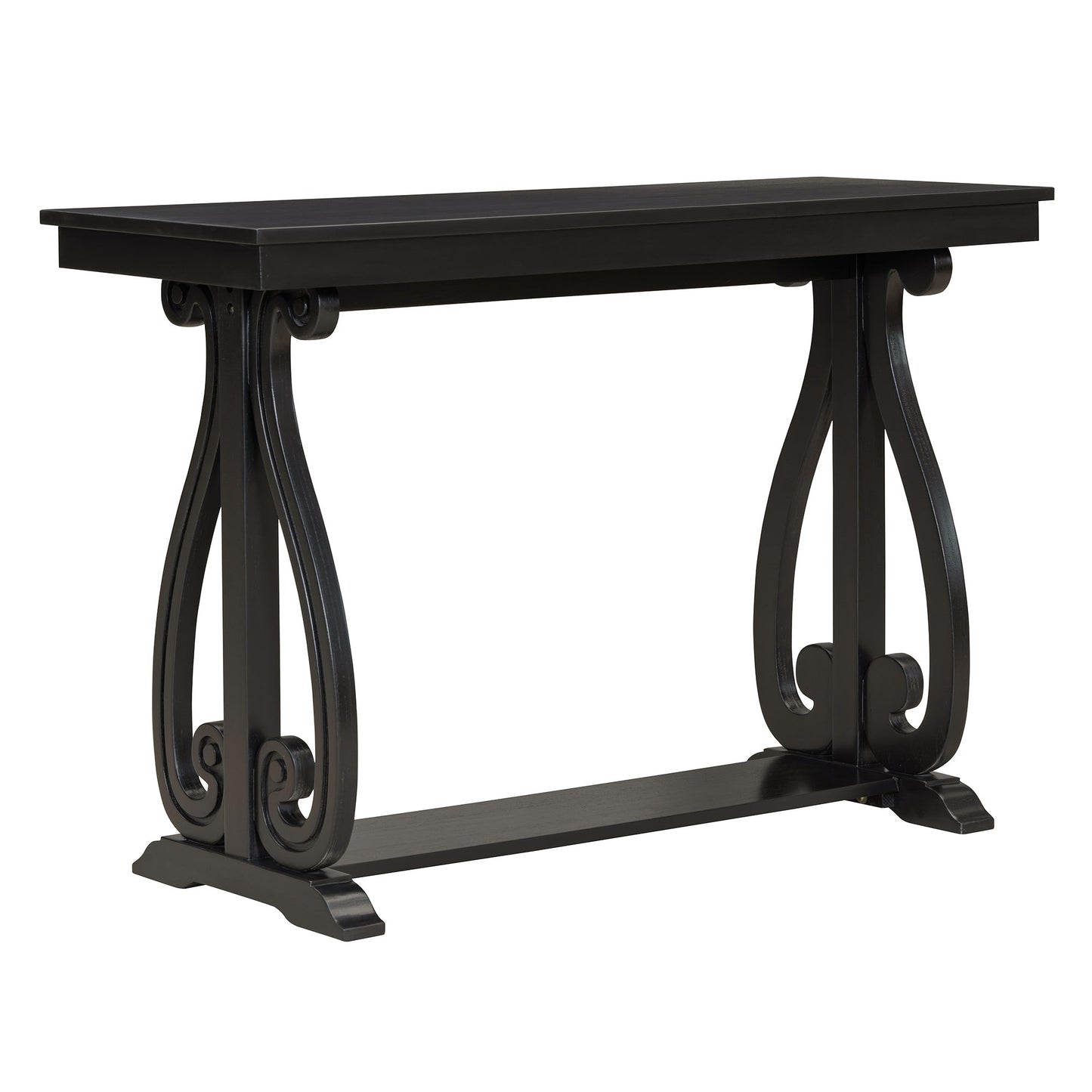 48-Inch Rustic Vintage Console Table --- Farmhouse Style Entryway Table with Open Shelf and Sturdy Construction (Black) - Korvel