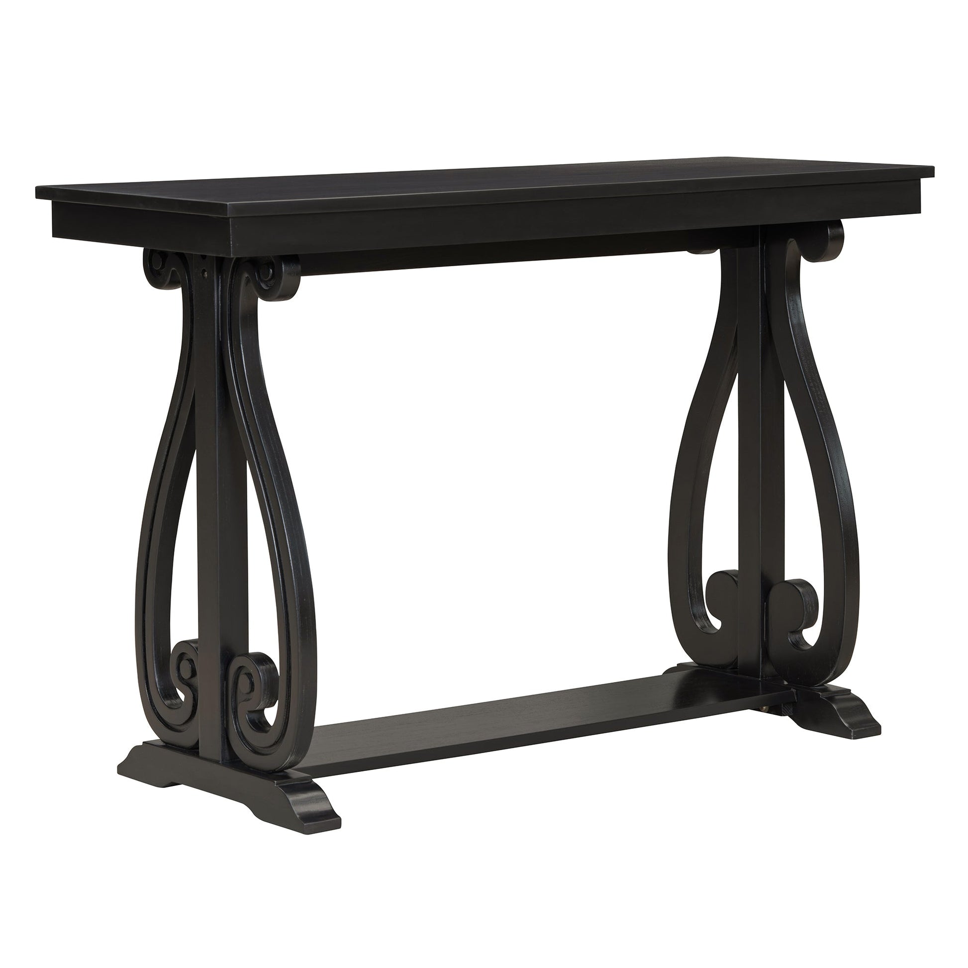 48-Inch Rustic Vintage Console Table --- Farmhouse Style Entryway Table with Open Shelf and Sturdy Construction (Black) - Korvel