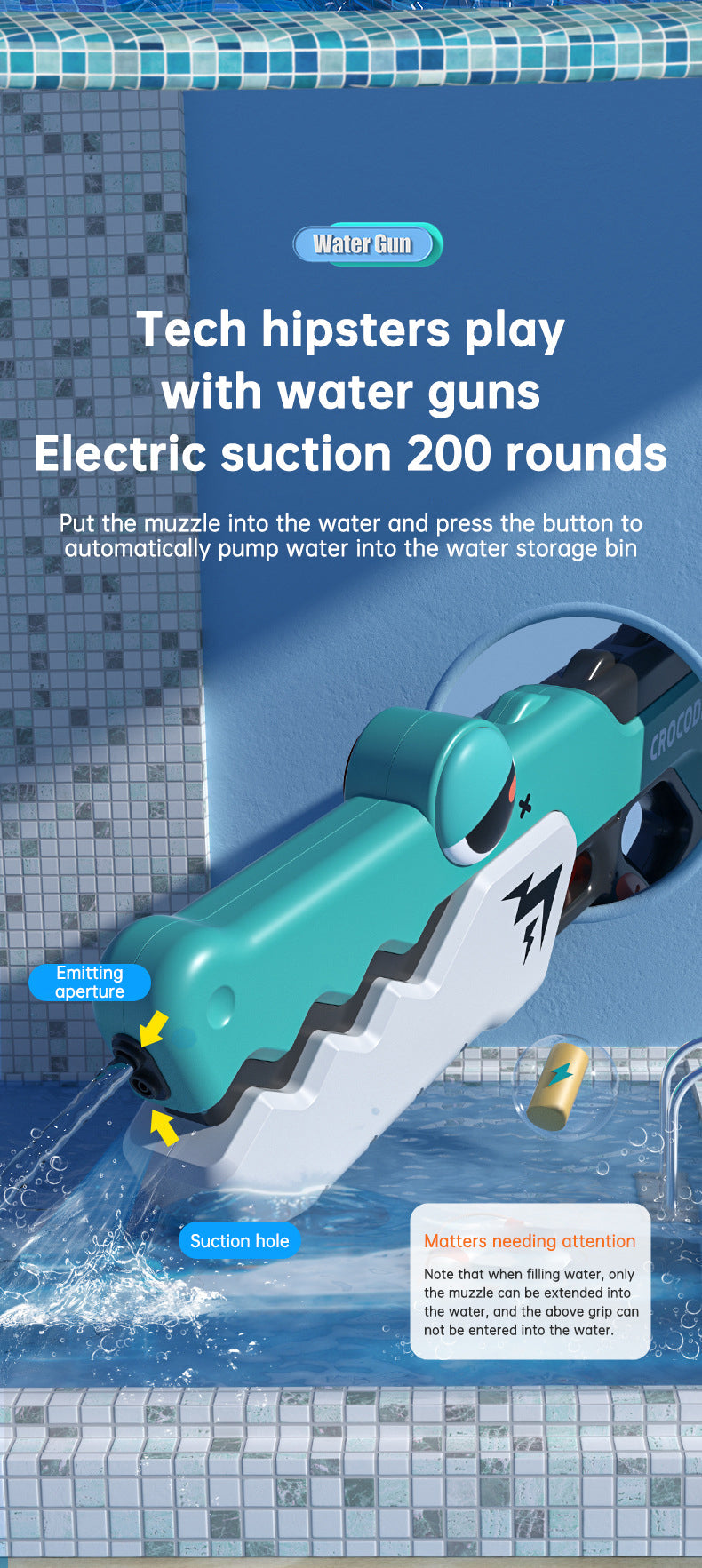 Cute Crocodile Automatic Electric Water Gun