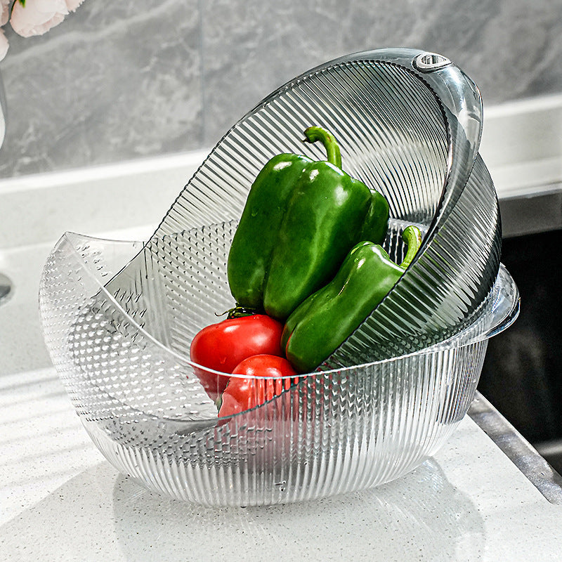 Household washing basket basin plastic drain basket wash fruit basin rice basket storage basket - Korvel