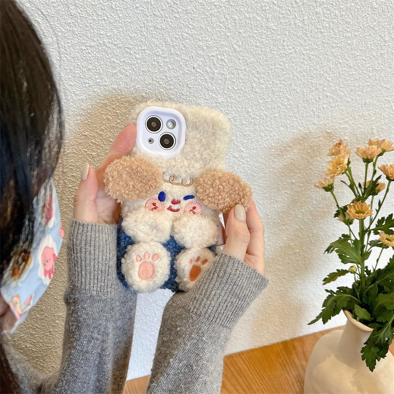 Winter Cute Plush Dog iPhone 14 Promax for 11/12 Apple 13 Phone Case XR Female XS Soft Cover - Korvel
