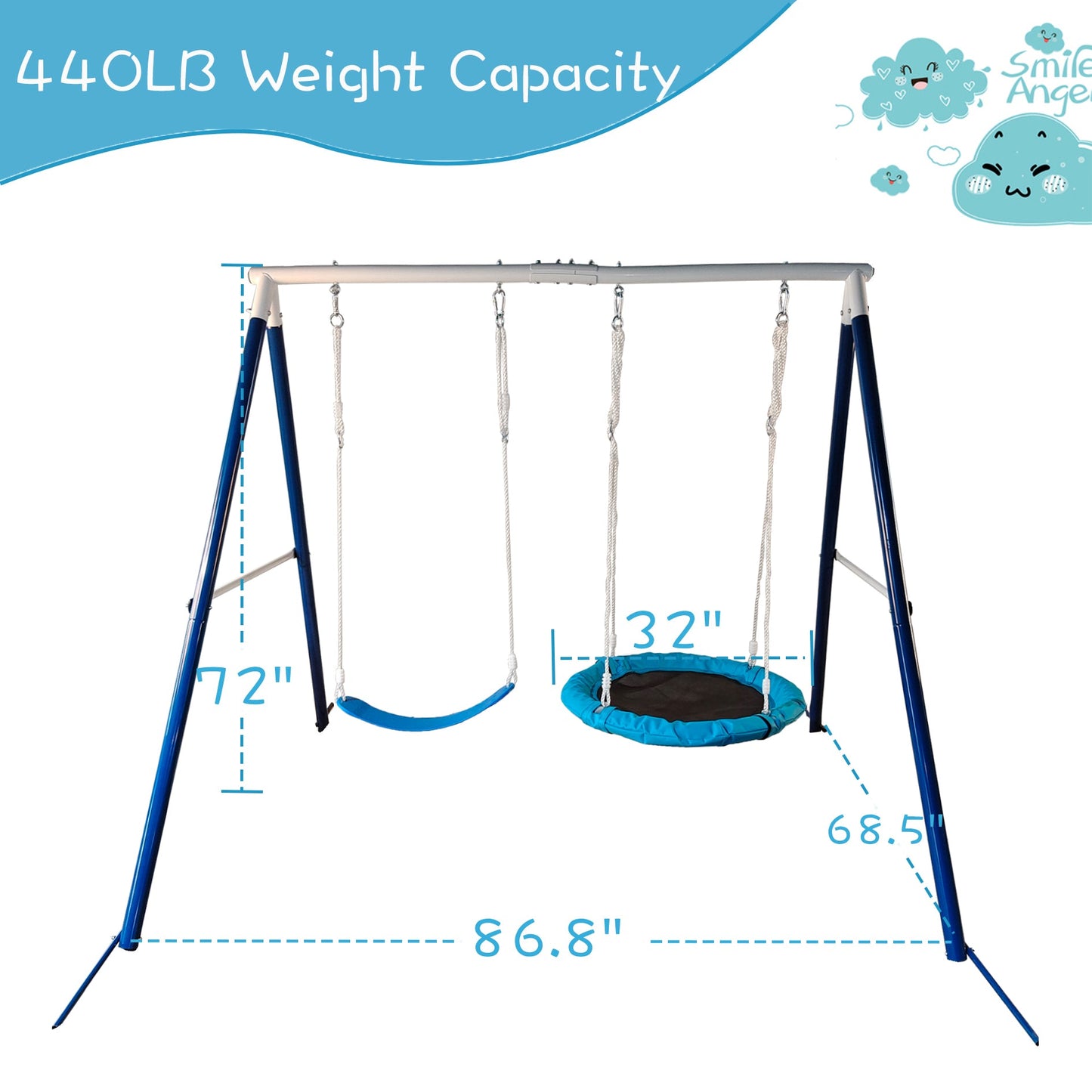 Kids Metal Swing Set for Backyard Outdoor Playground Two Functional Swing Set For Kids Outdoor Equipment - Korvel