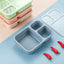 Microwaveable rectangular wheat straw compartment lunch box fresh-keeping lunch box - Korvel